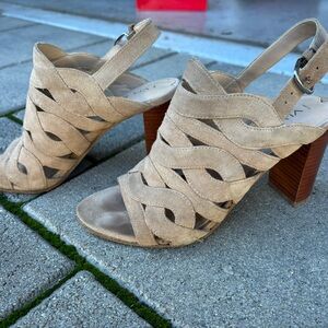 Via Spiga Beige Suede Heeled Sandals